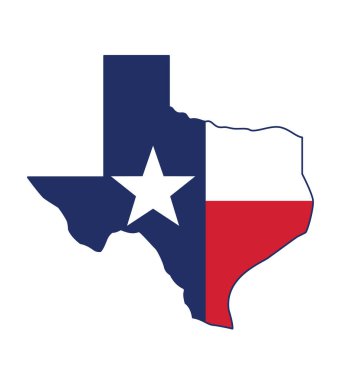 Harita şekli simgesinde Teksas tx durum bayrağı
