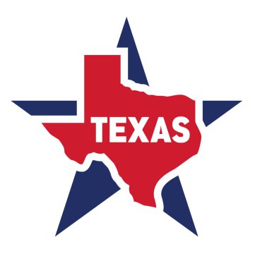 Teksas Durumu Tek Yıldız Haritası şekil sembolü metni