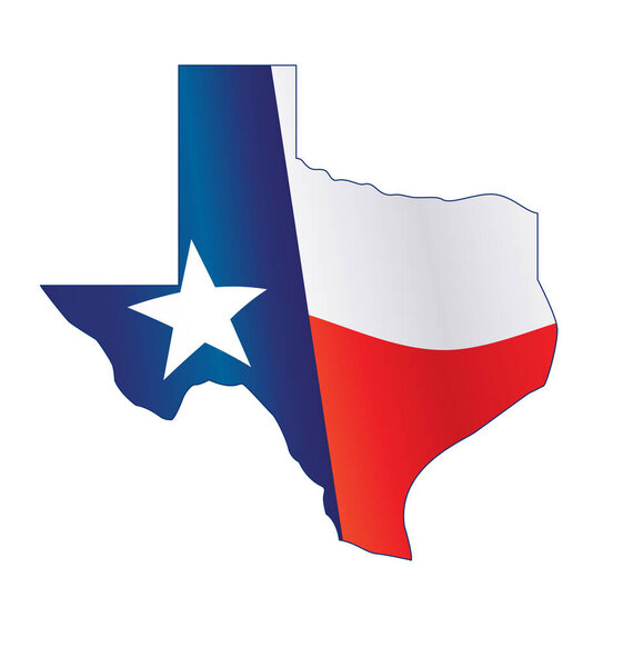 texas tx state map shape with waving flag