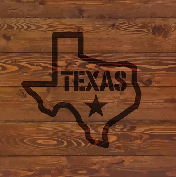 stock vector texas state symbol branded on old wood wall