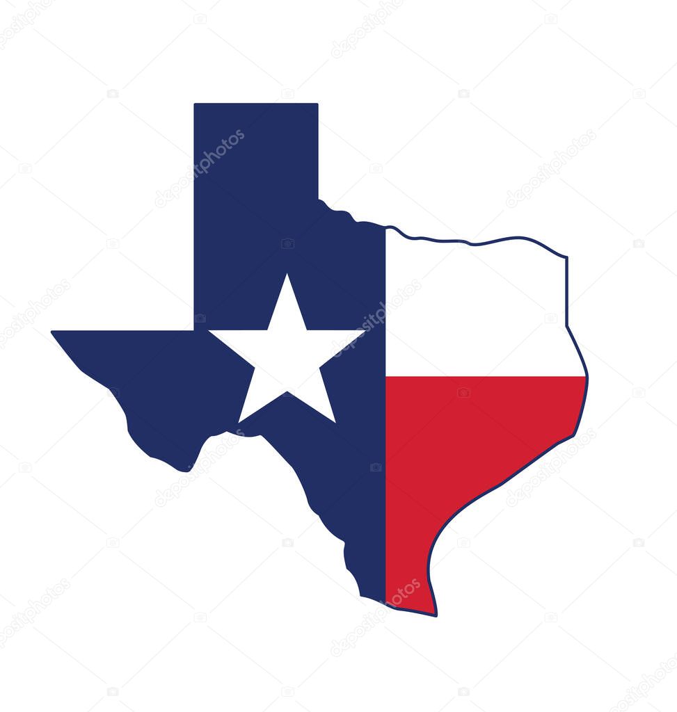 Texas tx state flag in map shape icon