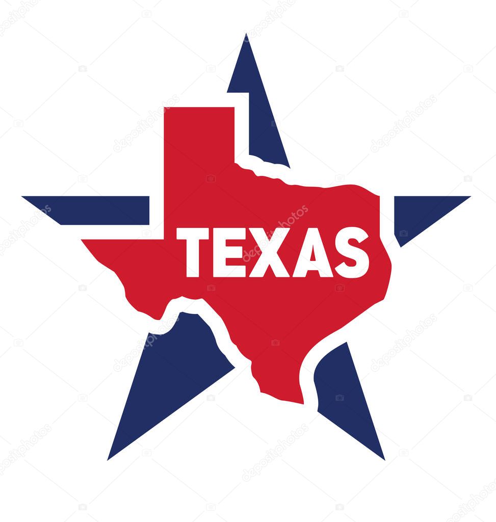 Texas state lone star map shape symbol text
