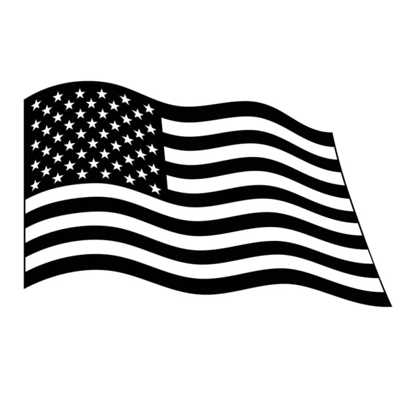 Usa Bandera Ondeando Blanco Negro — Vector de stock