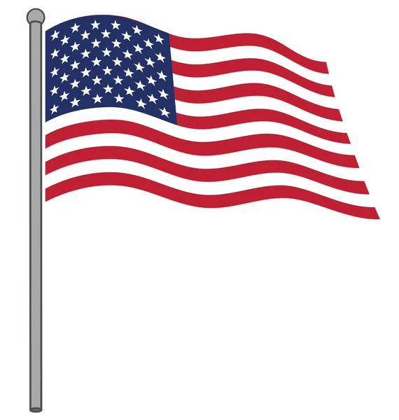 Bandiera Degli Stati Uniti Che Sventola Sul Pennone — Vettoriale Stock