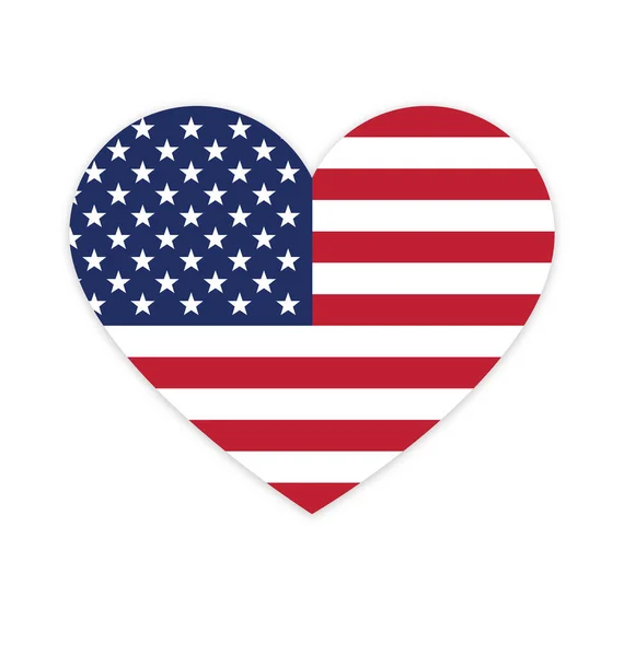 Amerikanische Flagge Herzform — Stockvektor