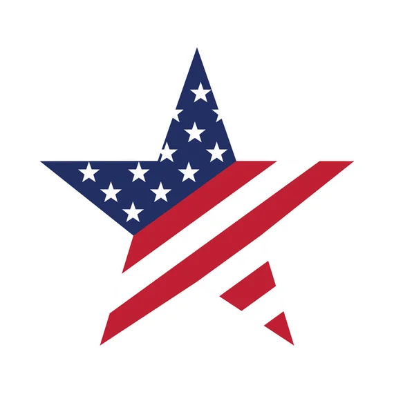 Usa Amerikansk Flagga Stjärna Form Ikon — Stock vektor