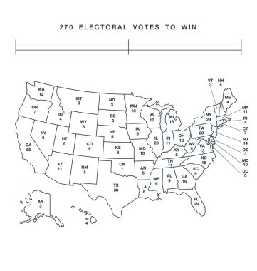 usa lineart electorial college map clipart