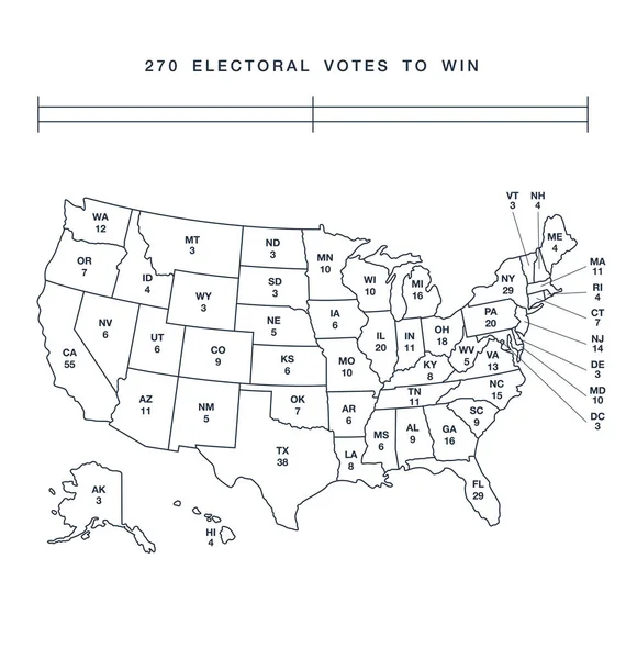 Mapa Kolegium Wyborczego Usa Linthe — Wektor stockowy