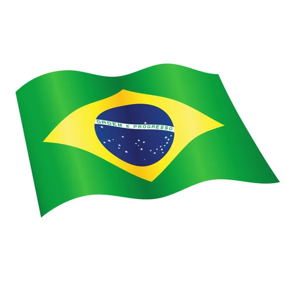 Bandiera Del Brasile Sventola Sventolando — Vettoriale Stock