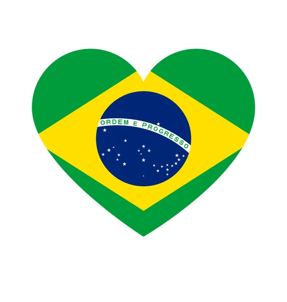 ブラジル愛のハート型のブラジル国旗 — ストックベクタ