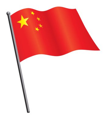 chinese flag of china waving on flagpole clipart