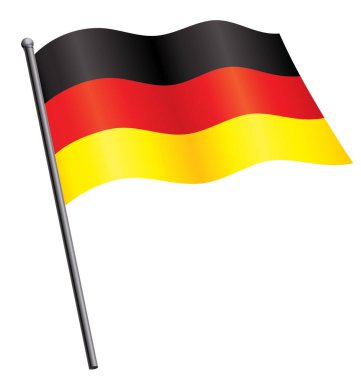 Alman Alman bayrağı bayrak direğinde dalgalanıyor.