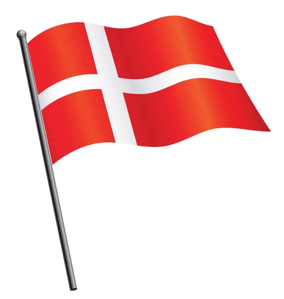 Danish Flag Waving Flagpole — Stock Vector