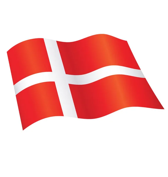 Danimarka Ipeğinden Dalgalı Danimarka Bayrağı — Stok Vektör