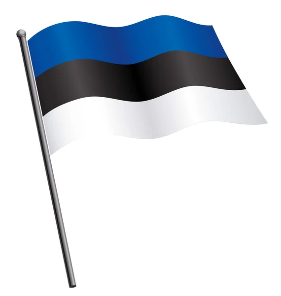 Hasteando Estonia Bandeira Estoniana Mastro —  Vetores de Stock