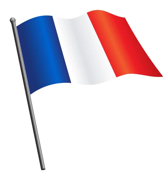 Французский Флаг Размахивающий Флагштоком — стоковый вектор