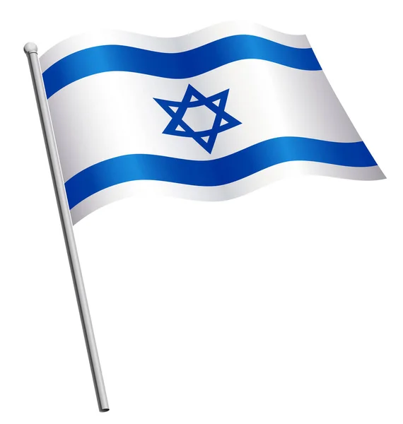 Bandera Israel Ondeando Asta Bandera — Vector de stock