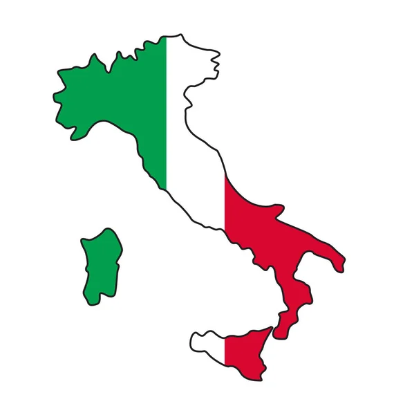 Mappa Italia Semplificata Con Bandiera Italiana — Vettoriale Stock