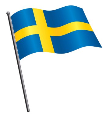 Bayrak direğinde sallanan İsveç bayrağı 