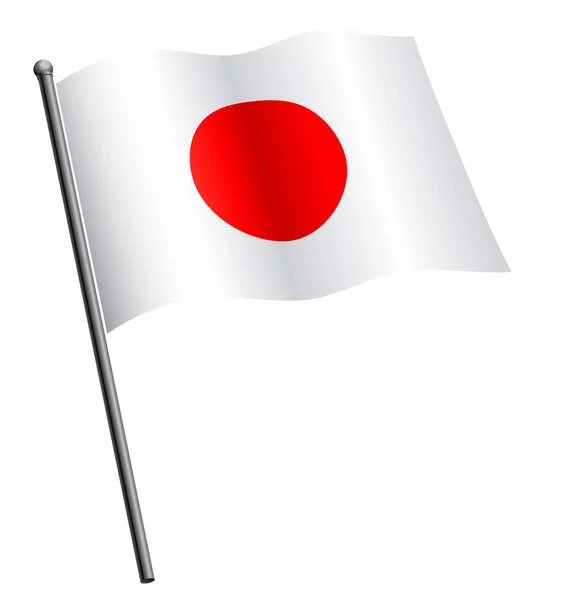Flagga Japan Viftar Flaggstången — Stock vektor
