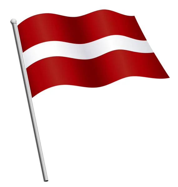 stock vector flag of latvia waving on flagpole