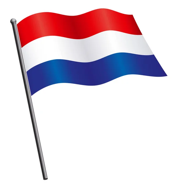 Dutch Holland Прапор Летить Флагштоку — стоковий вектор