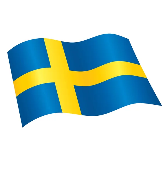 飘扬着瑞典国旗 — 图库矢量图片