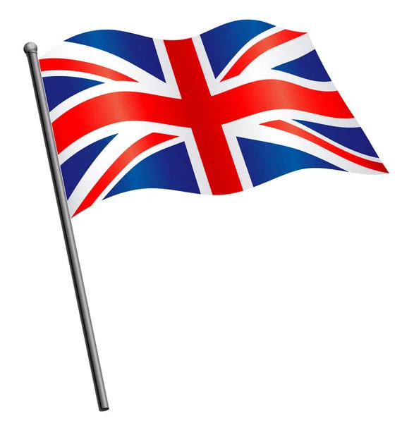 Αγγλική Σημαία Κυματίζει Κοντάρι Σημαίας — Διανυσματικό Αρχείο