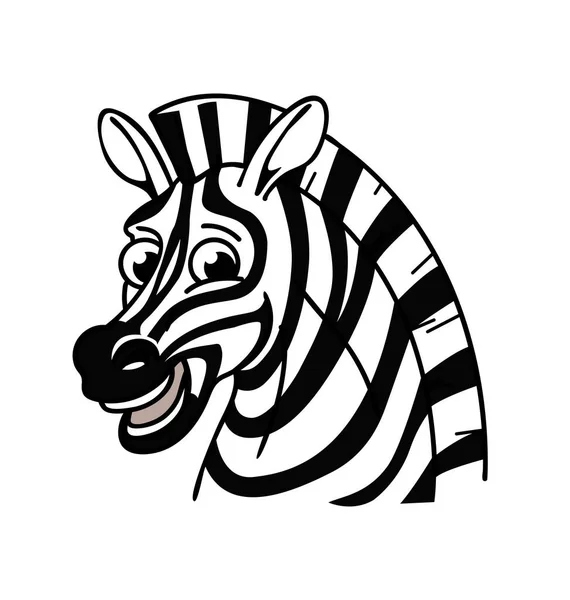 Kartun Tersenyum Kepala Zebra Bahagia - Stok Vektor