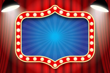 circus theatre sign with light frame blank clipart