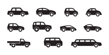 various cars simple silhouette set