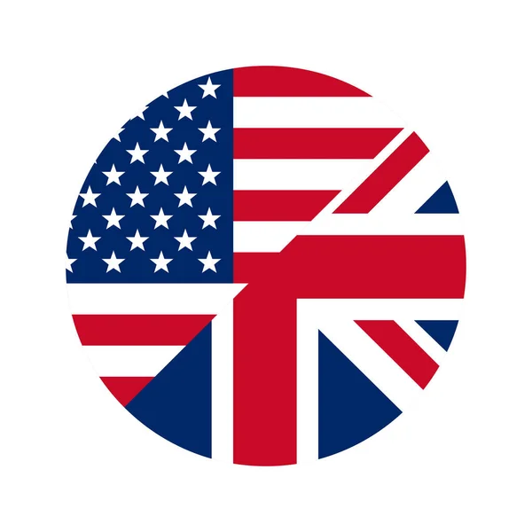 Ηπα Σημαίες Ηνωμένο Βασίλειο Γύρο Αγγλική Γλώσσα Εικονίδιο — Διανυσματικό Αρχείο