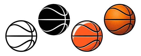 Verschiedene Klassische Basketbälle 4Er Set — Stockvektor