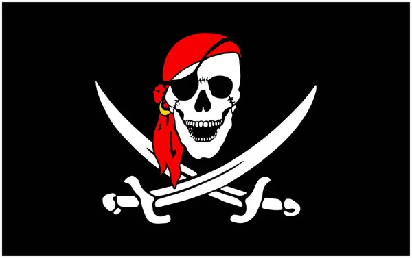 Jolly Roger Bandera Cráneo Pirata — Vector de stock