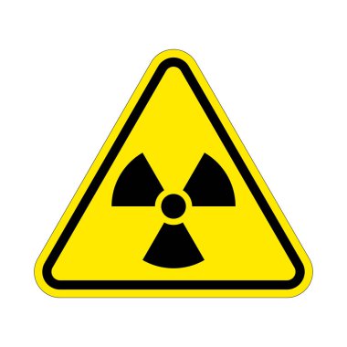 Sarı üçgen uyarı işaretli radyasyon logosu