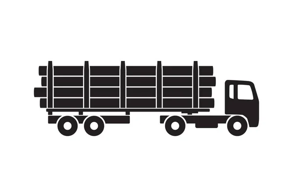 Eenvoudig Log Truck Silhouet — Stockvector