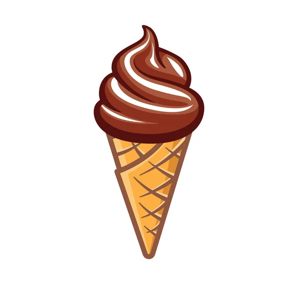 stock vector simple fun soft serve icecream in waffle cone
