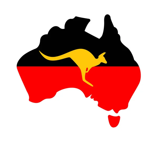 Australie Carte Avec Symbole Silhouette Kangourou — Image vectorielle