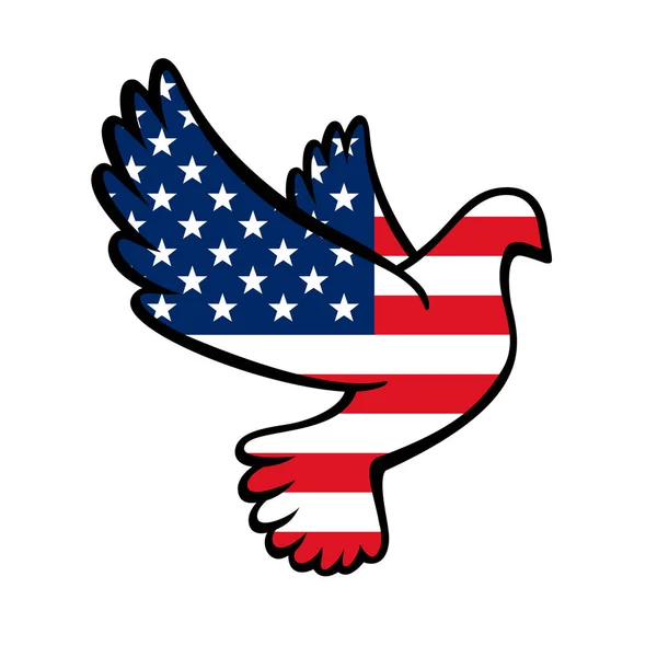 Gyönyörű Béke Galamb Usa Zászló — Stock Vector