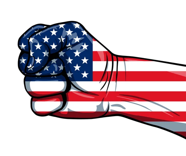 Faustschlag Mit Seitenansicht Der Usa Flagge — Stockvektor