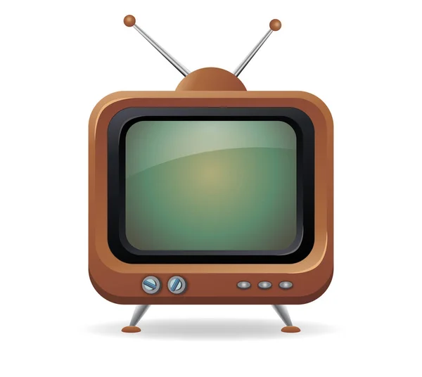 Funky Brązowy Retro Telewizor — Wektor stockowy