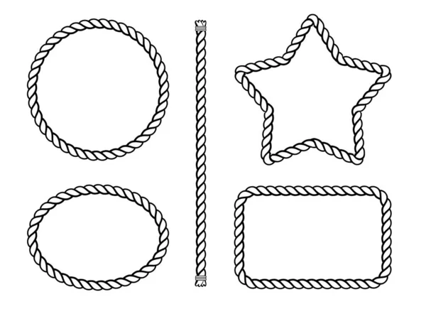 Bordures Corde Cadres Différentes Formes — Image vectorielle