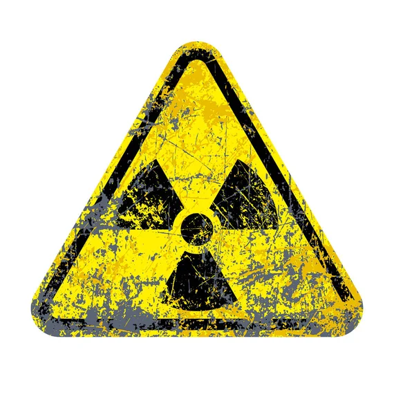 Radiation Warning Symbol Distressed Triangle — Stock Vector