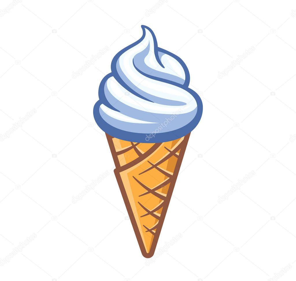 Simple fun soft serve icecream in waffle cone