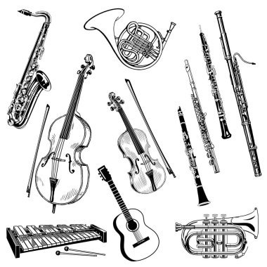 Klasik müzik enstrümanları seti