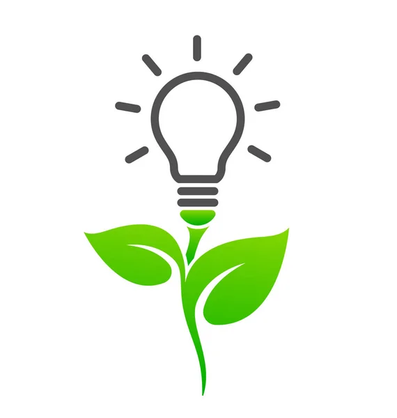 Zielona Energia Symbol Roślin Żarówki — Wektor stockowy