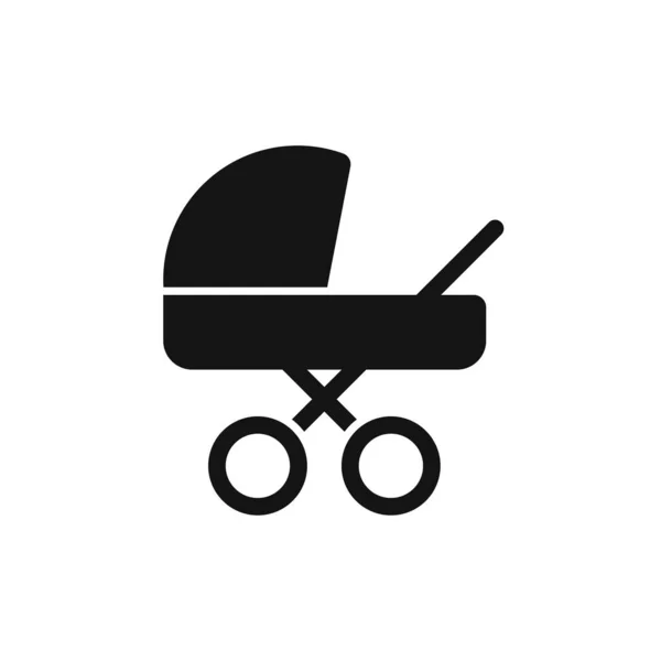 Simple Classic Baby Stroller Pram Icon — Stock Vector