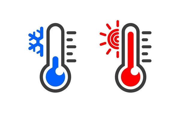 Termómetro Conjunto Frío Caliente — Vector de stock