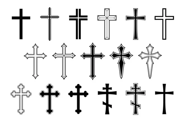Christian Cross Icon Set — Stock Vector