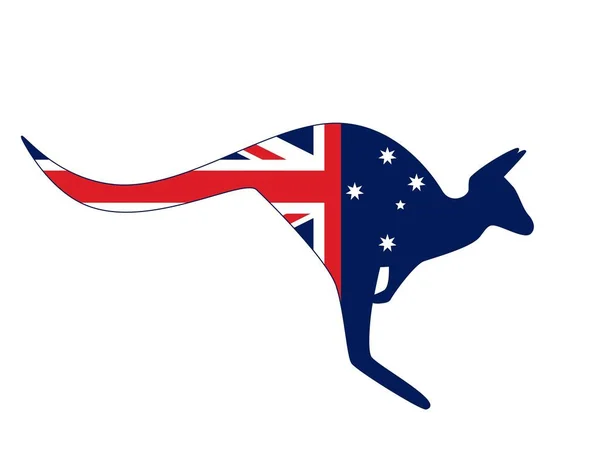 Australienflagga Känguru Silhuett — Stock vektor